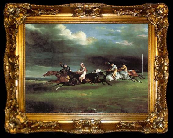 framed  Theodore Gericault The Derby at epson, ta009-2